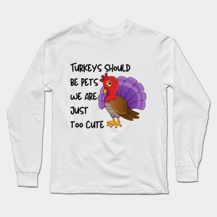 Thanksgiving Holiday Cute Turkey Kids Design Long Sleeve T-Shirt